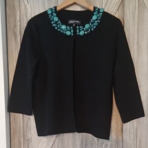 Jones New York Beaded Black Bolero Sweater L